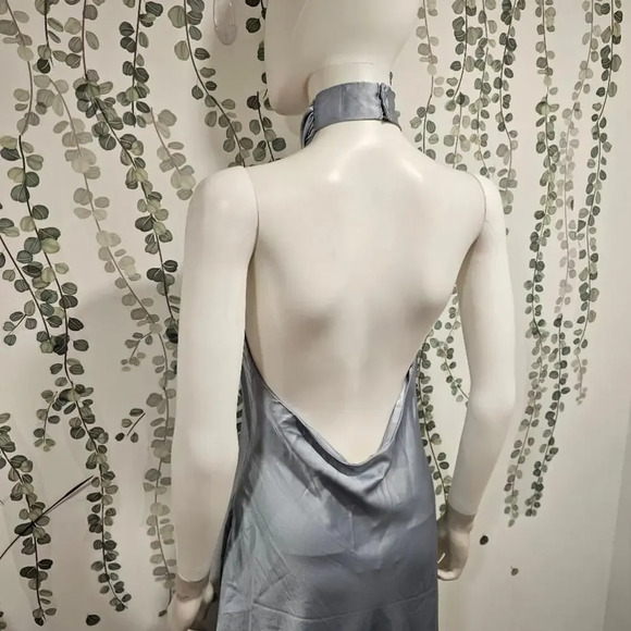 Show Me Your MumuJasmine Halter Blue Satin Maxi Dress Size M - Picture 9 of 11